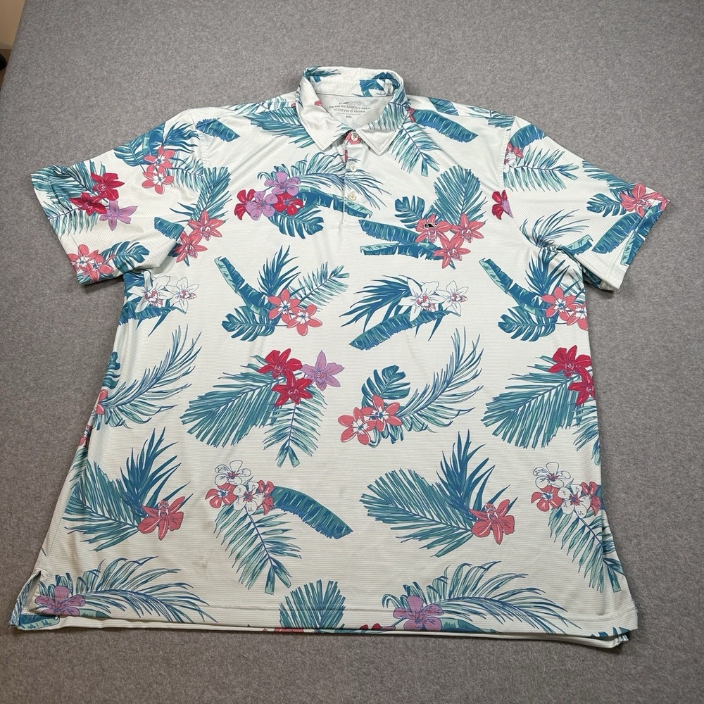 Vineyard Vines On-The-Go Sankaty Polo 2XL Tropical Floral Performance